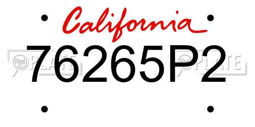 76265P2 California License Plate