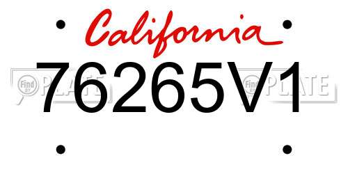 76265V1 California License Plate
