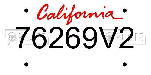 76269V2 California License Plate
