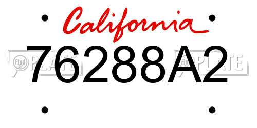 76288A2 California License Plate