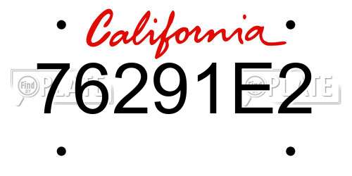 76291E2 California License Plate