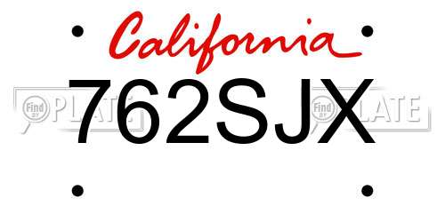 762SJX California License Plate