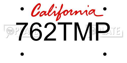 762TMP California License Plate