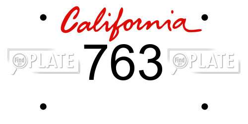 763 California License Plate