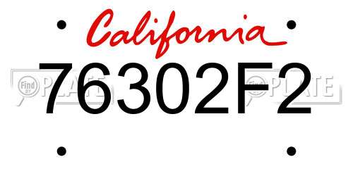 76302F2 California License Plate