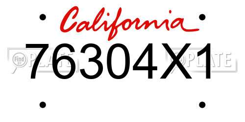 76304X1 California License Plate