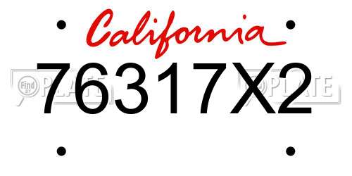 76317X2 California License Plate