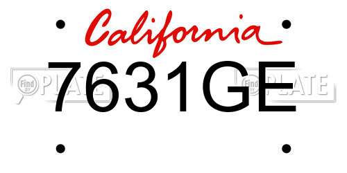 7631GE California License Plate