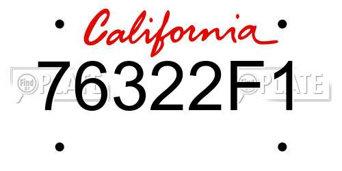 76322F1 California License Plate