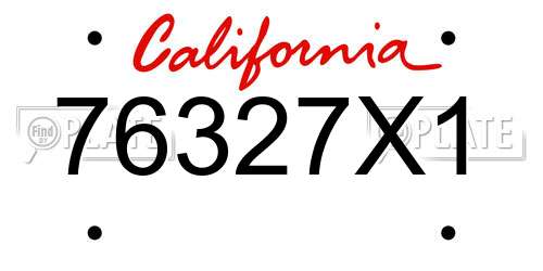 76327X1 California License Plate