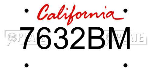 7632BM California License Plate