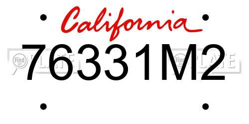 76331M2 California License Plate