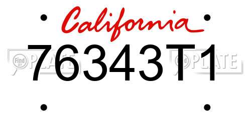 76343T1 California License Plate