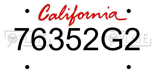 76352G2 California License Plate