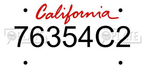 76354C2 California License Plate