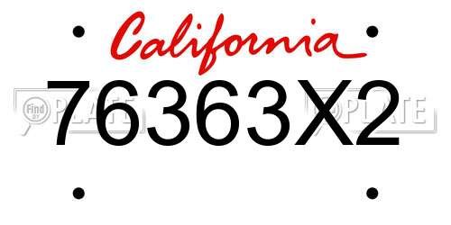 76363X2 California License Plate