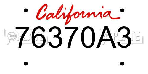 76370A3 California License Plate