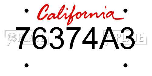 76374A3 California License Plate