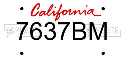 7637BM California License Plate