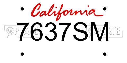 7637SM California License Plate