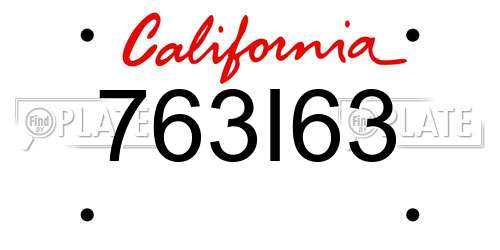 763I63 California License Plate