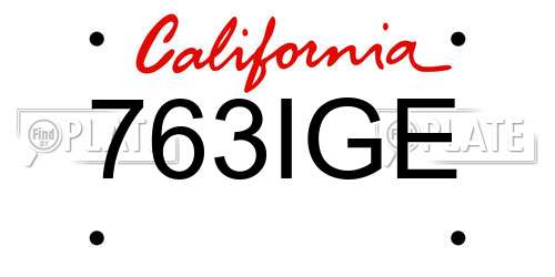 763IGE California License Plate