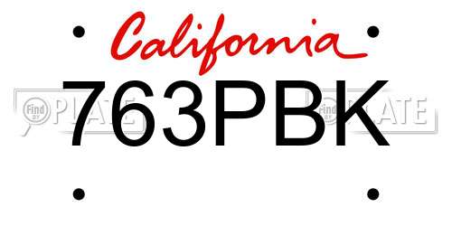 763PBK California License Plate