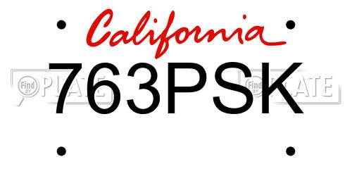 763PSK California License Plate