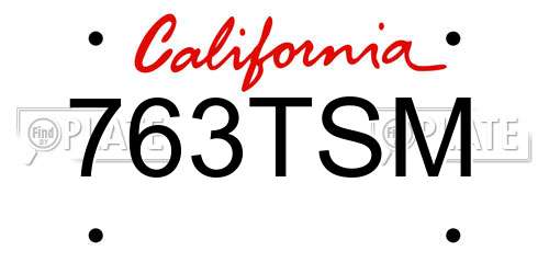 763TSM California License Plate