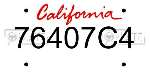 76407C4 California License Plate