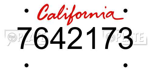 7642173 California License Plate