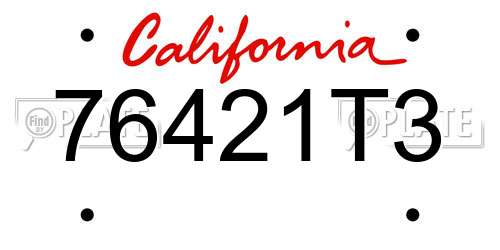 76421T3 California License Plate