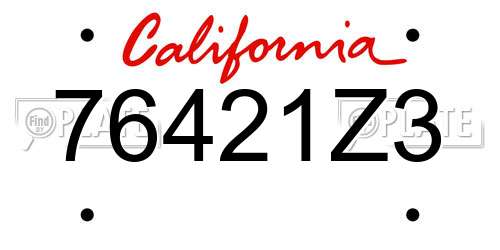 76421Z3 California License Plate