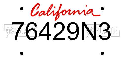 76429N3 California License Plate