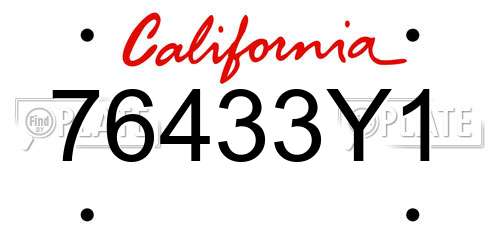 76433Y1 California License Plate