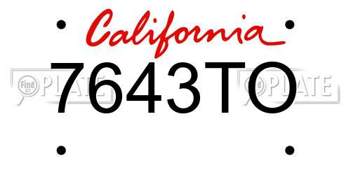7643TO California License Plate