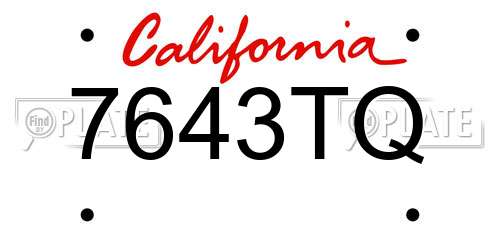 7643TQ California License Plate