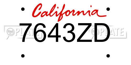 7643ZD California License Plate