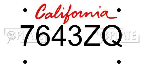 7643ZQ California License Plate