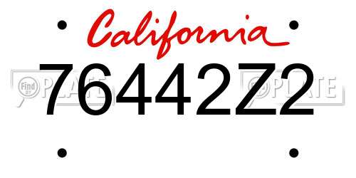 76442Z2 California License Plate