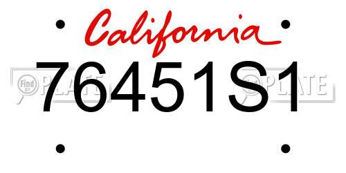 76451S1 California License Plate