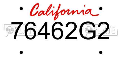 76462G2 California License Plate