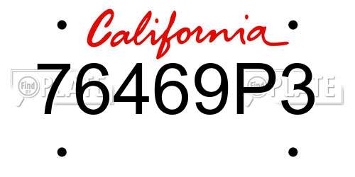 76469P3 California License Plate