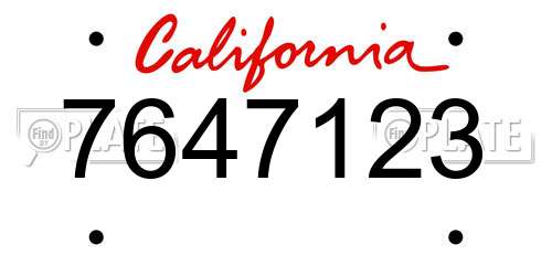 7647123 California License Plate