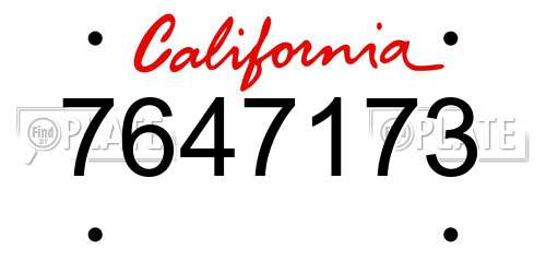 7647173 California License Plate