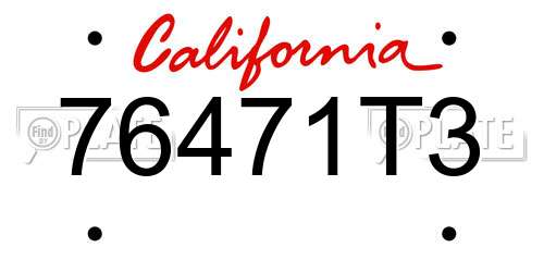 76471T3 California License Plate