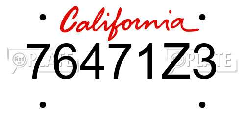 76471Z3 California License Plate