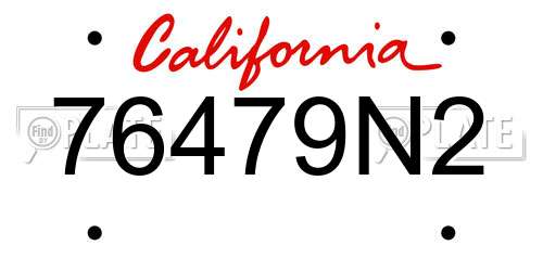 76479N2 California License Plate