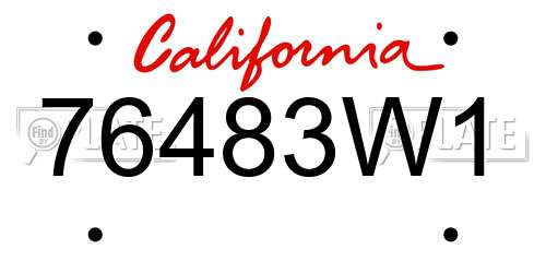 76483W1 California License Plate