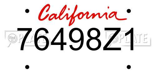 76498Z1 California License Plate
